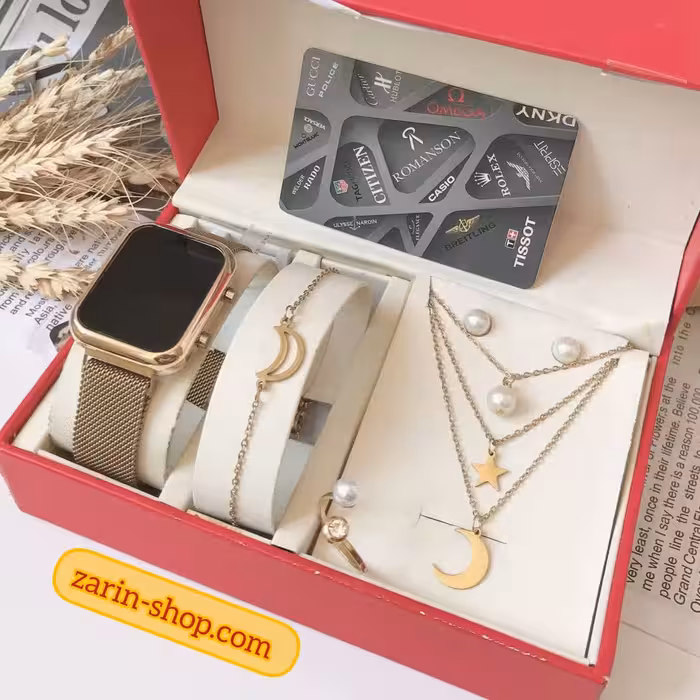 ست زنانه ساعت و نیم ست مرواریدی ماه و ستاره