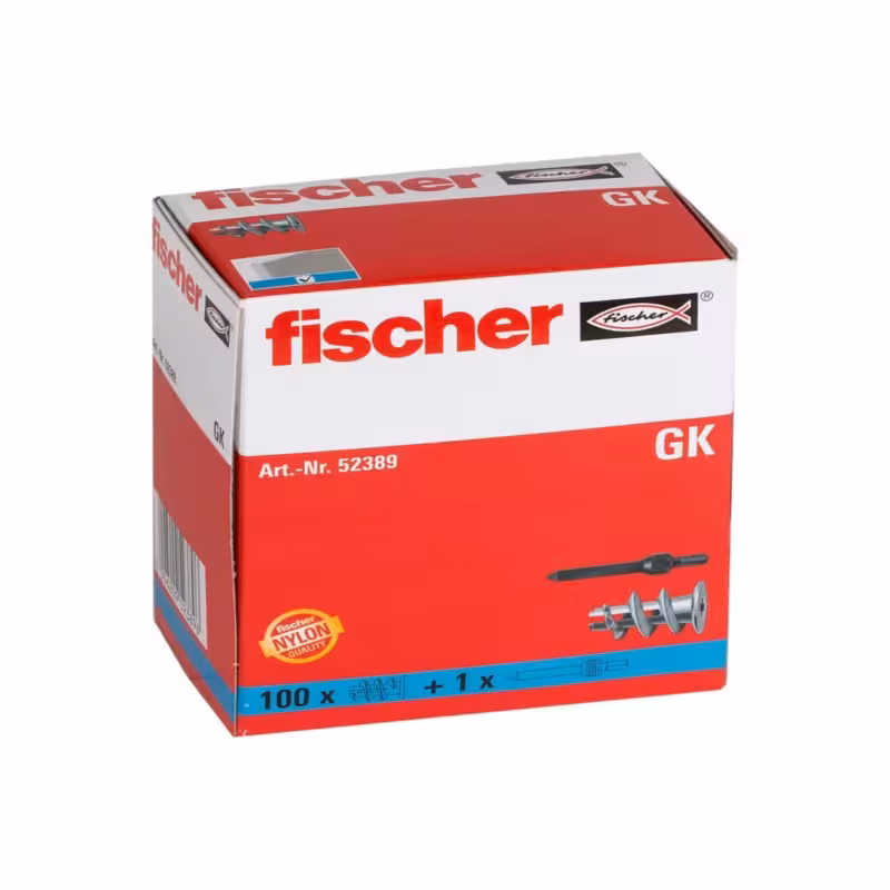 فیشر GK آلسیپان | رولپلاک پلاستیکی فشاری 100 عددی | مناسب برای مصالح سبک و متوسط | نصب سریع بدون نیاز به دریل | اتصال محکم در گچ، چوب و MDF | محصول با کیفیت فیشر آلمان