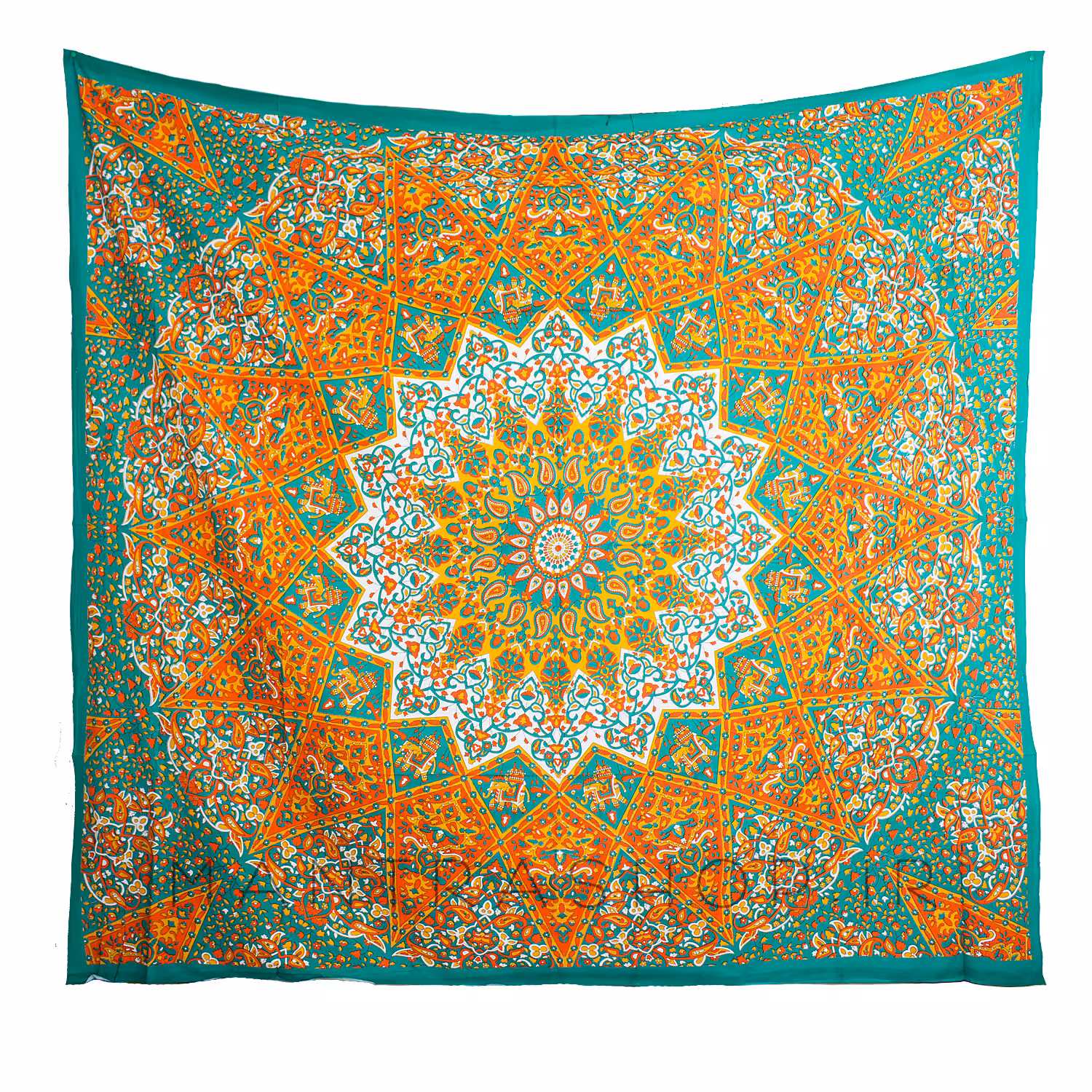 بکدراپ تپستری هندی تمام نخ : سبز و نارنجی