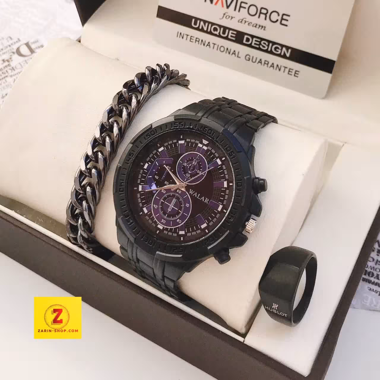 ست لوکس ساعت دستبند انگشتر مردانه 550600700