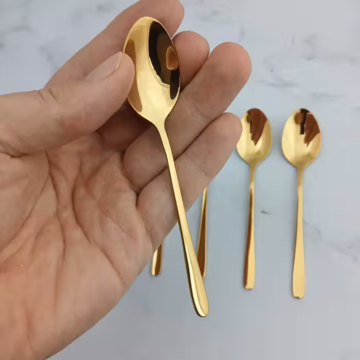 قاشق چای یونیک مدل دونا 6 عددی طلایی