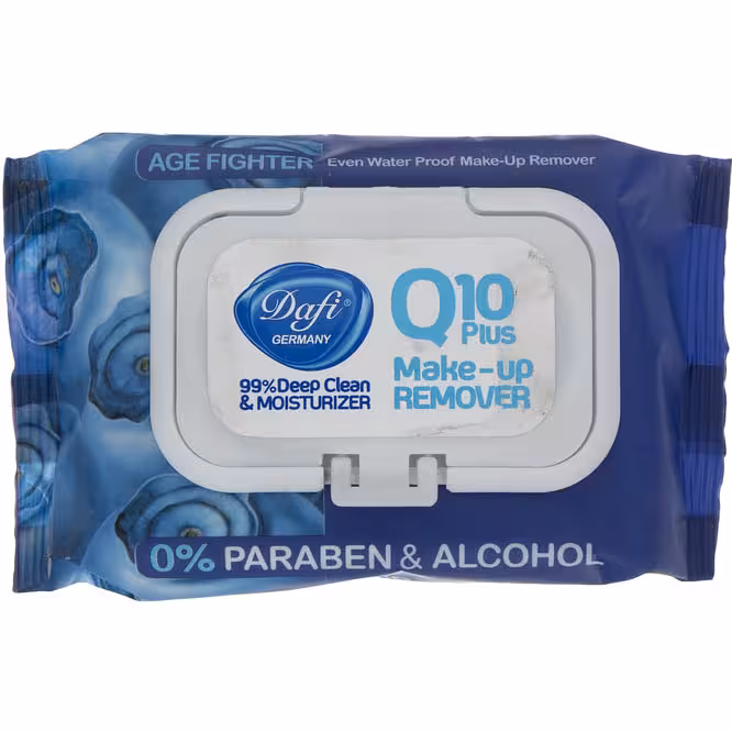 دستمال مرطوب پاک کننده آرایش Q10 Plus دافی