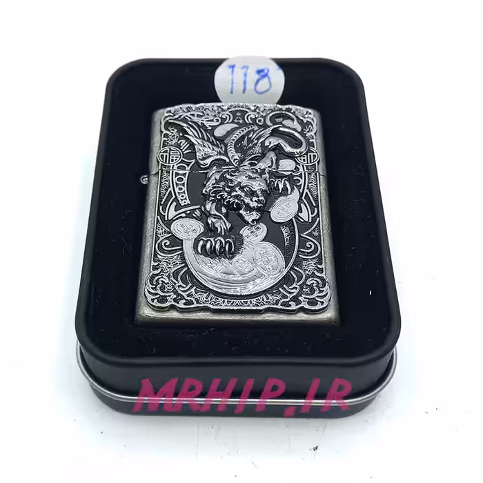 فندک بنزینی زورو سیلور برجسته طرح دراگون کد A130098