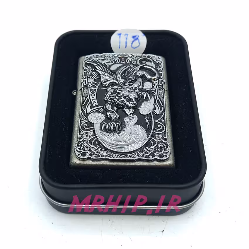 فندک بنزینی زورو سیلور برجسته طرح دراگون کد A130098