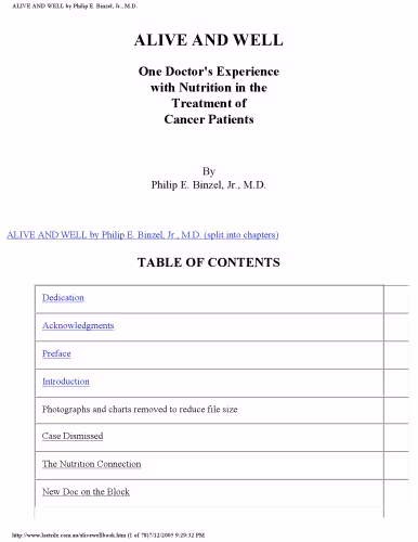 خرید و دانلود نسخه کامل کتاب Alive & Well: One Doctor’s Experience with Nutrition in the Treatment of Cancer Patients