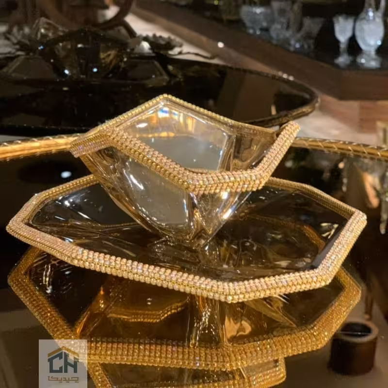 پیش دستی کریستال نگین عسلی ست 4 تایی طرح ویستلر مدل 5019