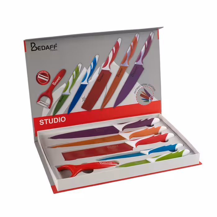 ست چاقو 6 عددی رنگی به همراه پوست کن بداف سری Studio