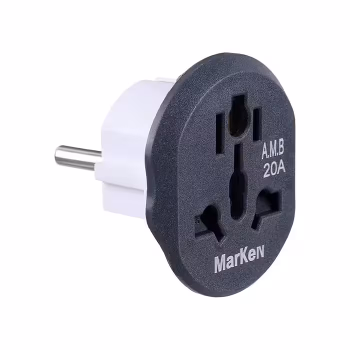 تبدیل 3 به 2 برق وارداتی مارکن مدل Marken A.M.B 20A،شامل 7 مدل پریز ورودی مدل های A-C-E-F-G-I-M 