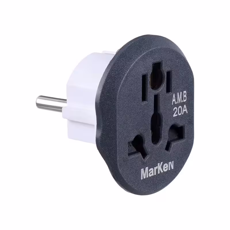 تبدیل 3 به 2 برق وارداتی مارکن مدل Marken AMB 20A،شامل 7 مدل پریز ورودی مدل های A-C-E-F-G-I-M