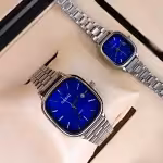 ساعت مچی ست مردانه و زنانه کاسیو اولد مانی نقره ای آبی بند استیل