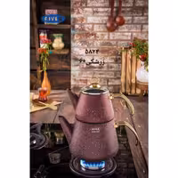 کتری قوری ترک دسته طلایی زرشکی ریور کد 5824