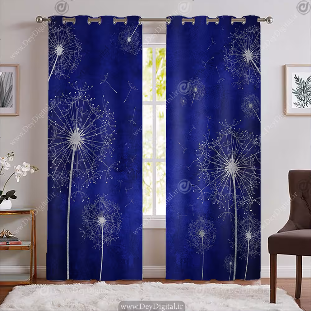 پرده آبی طرح قاصدک PK-7798