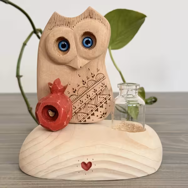 گلدان جغد دانا و انار طرح سه