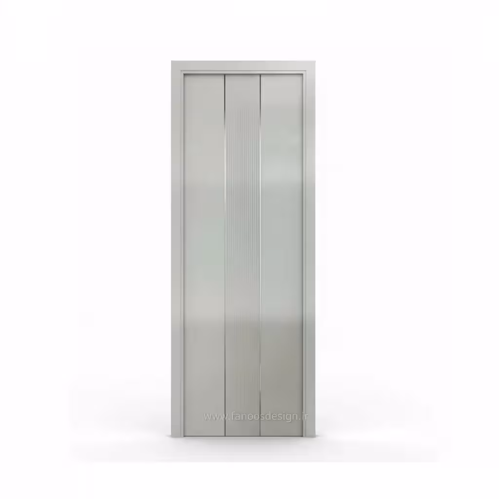 درب اتاقی MDF سفید مدل مدرن با خطوط عمودی مینیمال کد 30266