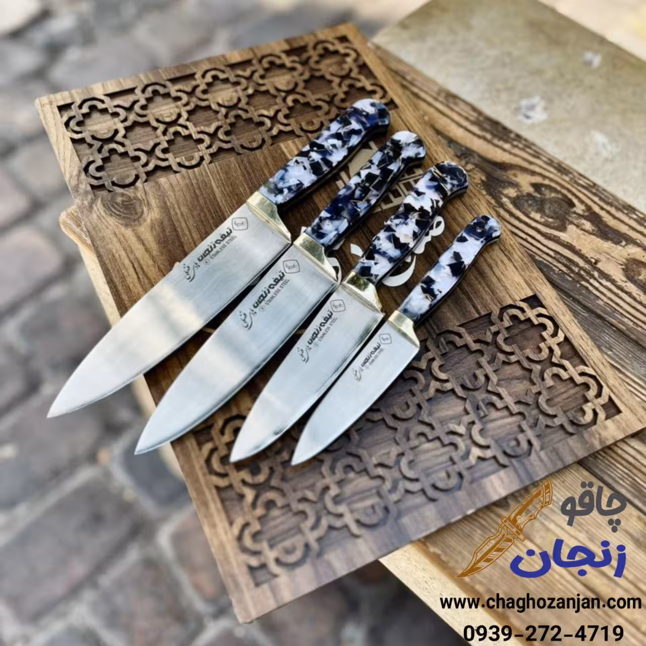 چاقو اشپزخانه زنجان بسیار تیز بسته 4 عددی سایزبندی