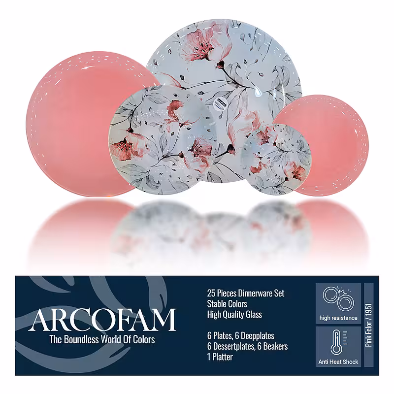 سرویس 6 نفره 25 پارچه طرح فلور صورتی – (Pink Felor)