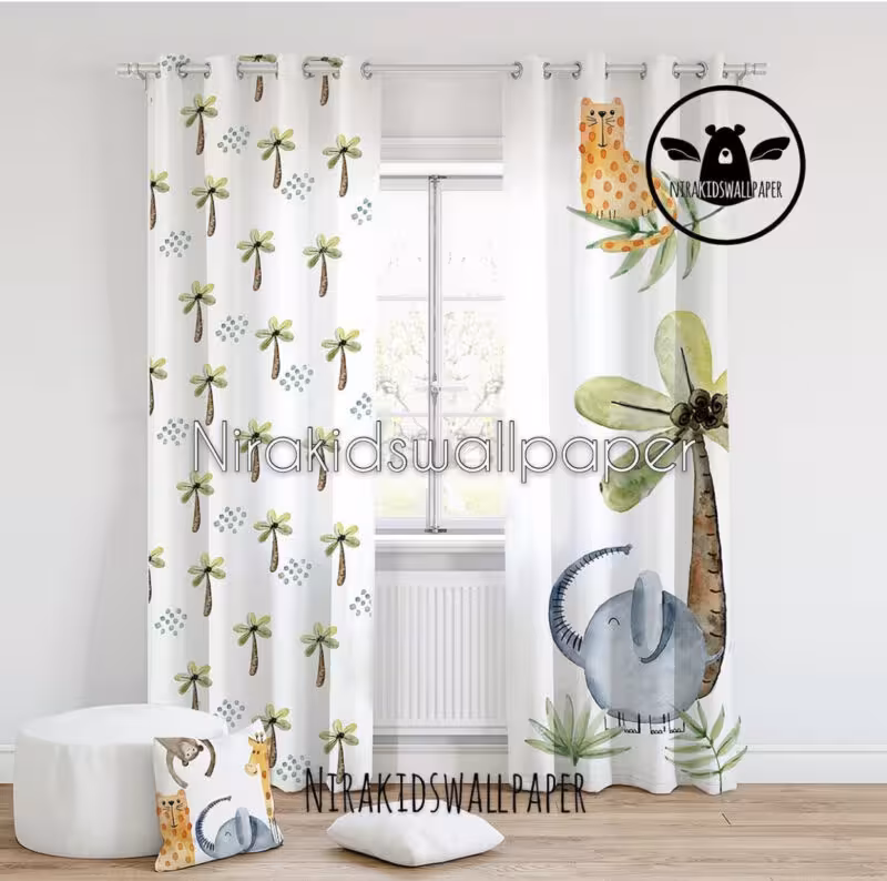 پرده طرح حیوانات سافاری