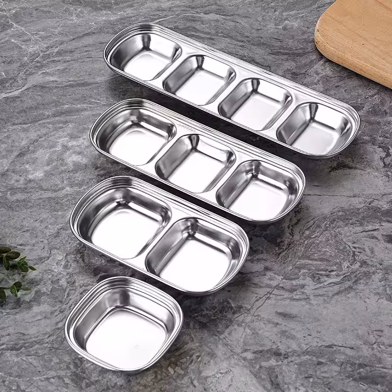 اردو خوری استیل نقره‌ای مربع (1خانه | 2خانه | 3خانه | 4خانه)