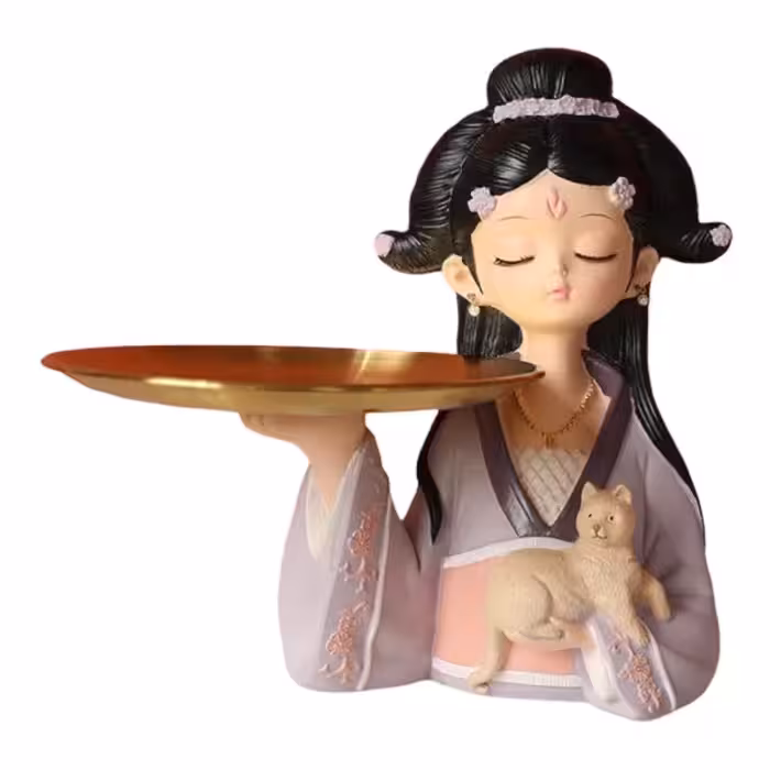 مجسمه دختر ژاپنی سینی به دست