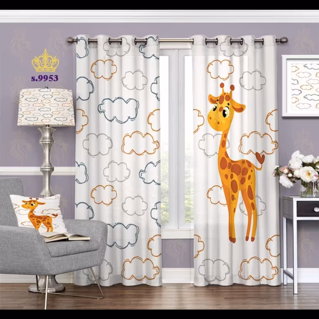 پرده اتاق خواب کودک دو قواره طرح  کارتونی کد S9953