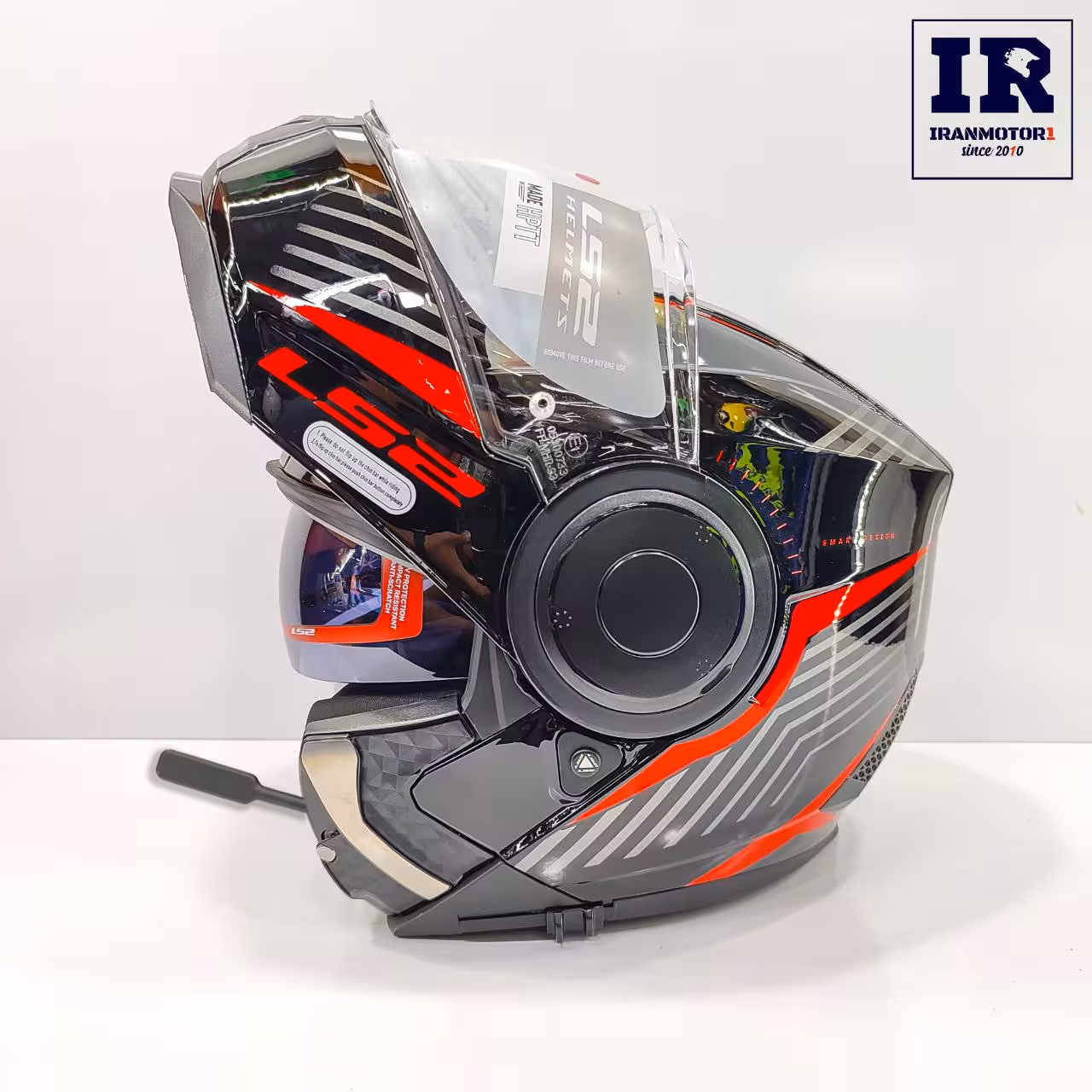 کلاه کاسکت بلوتوث دار فک متحرک LS2 SCOPE FF902 - مشکی قرمز bt11