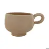ست فنجان و نعلبکی سفالی خام مدل شیرخوری مجموعه 6 عددی