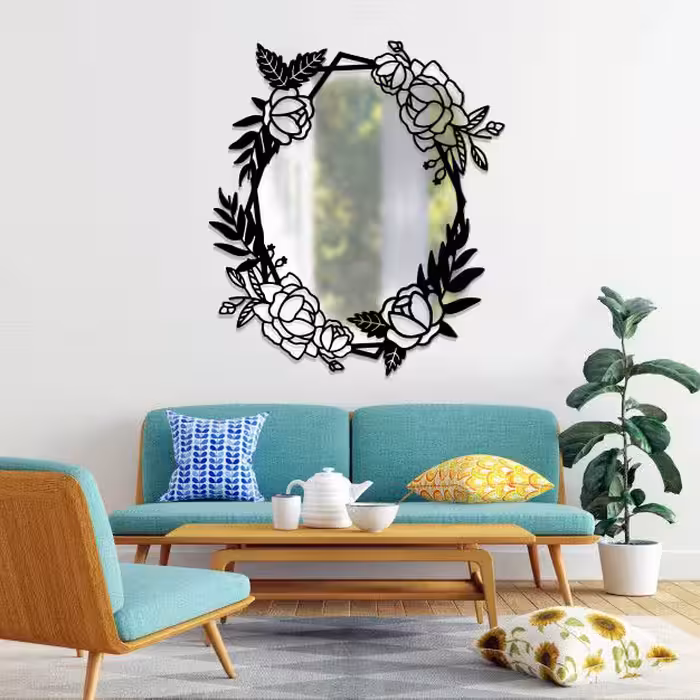 آینه پلکسی گلس طرح رینگ گل 