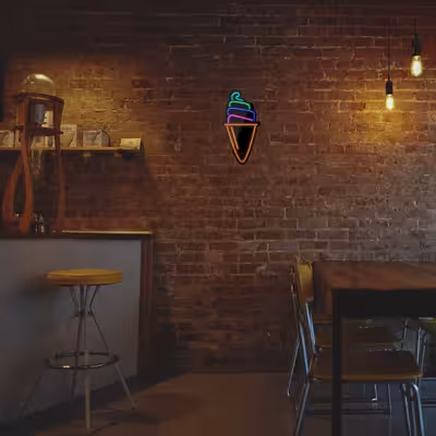 چراغ دیواری نئون دیزاین طرح Ice-Cream-3-BL_MLC