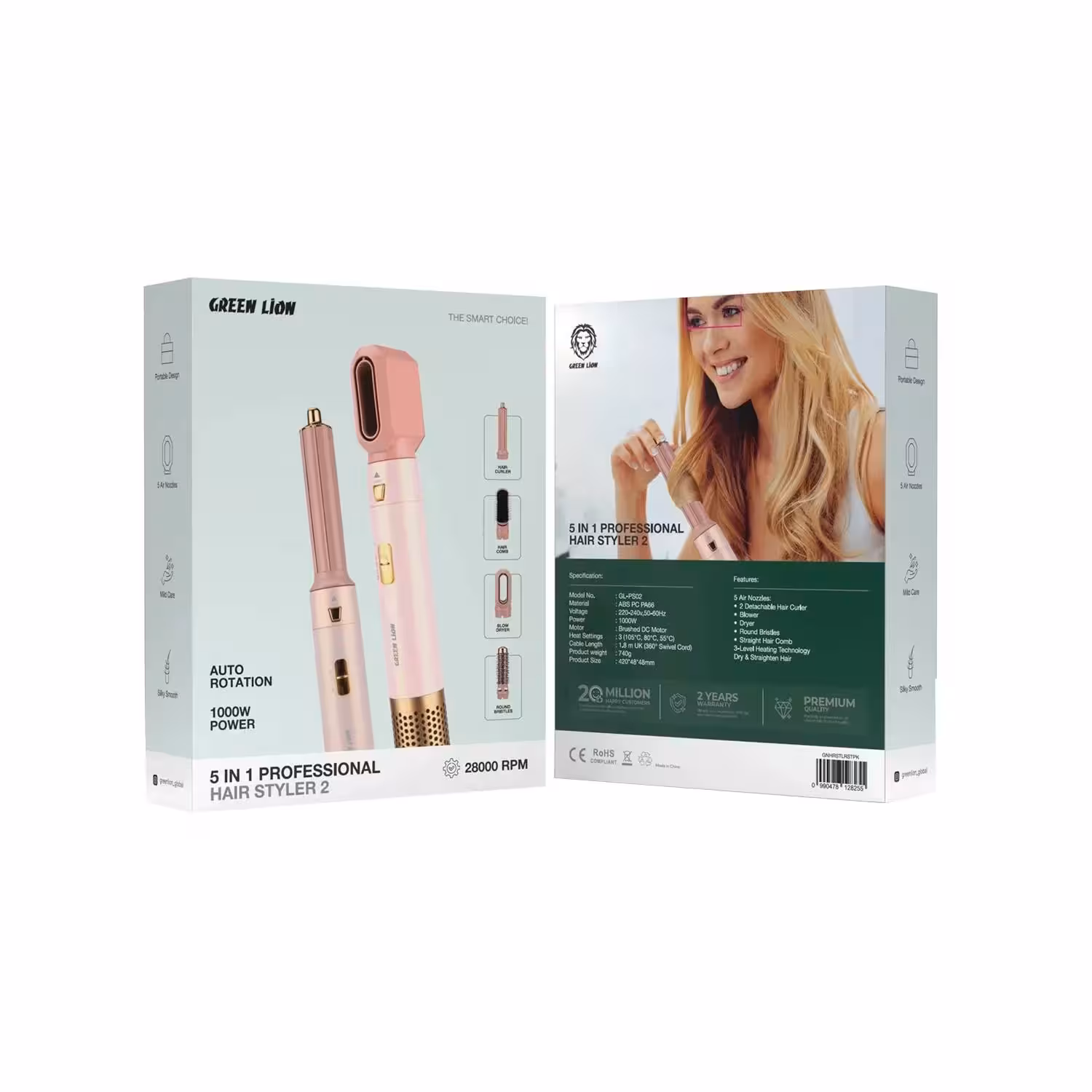 حالت‌دهنده حرفه‌ای 5 کاره گرین لاین مدل Green lion GNHRSTLRST hair styler 2