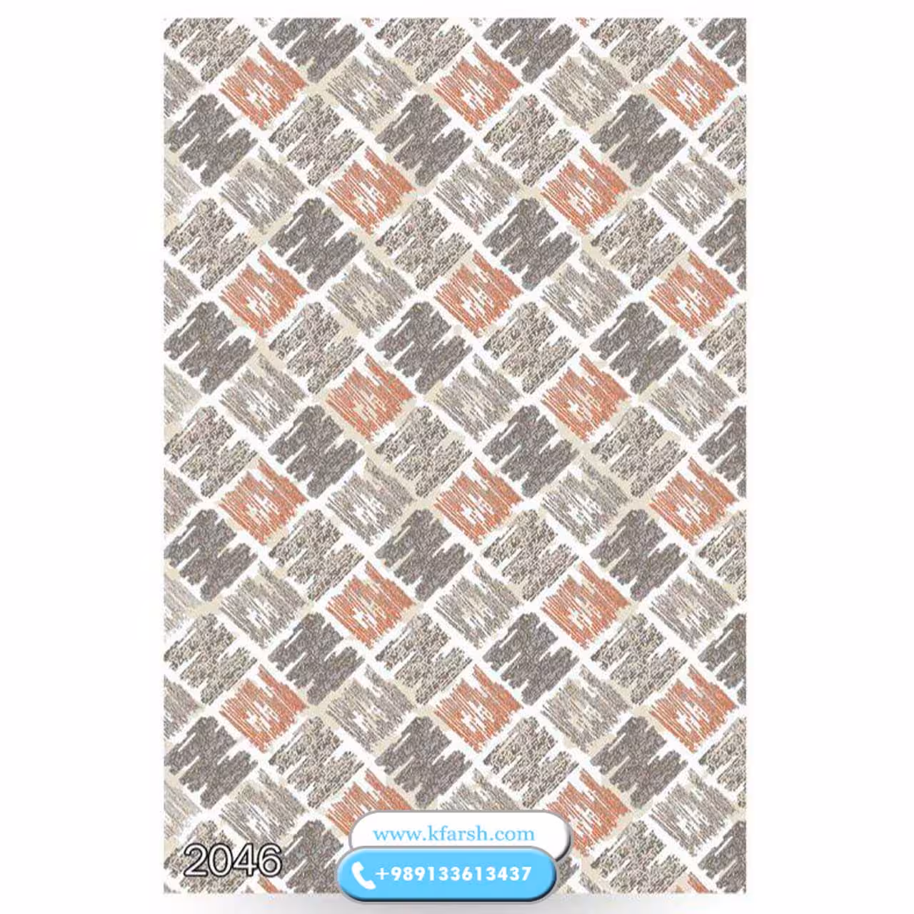 فرش فانتزی خشتی طوسی کالباسی سایز 6 متری