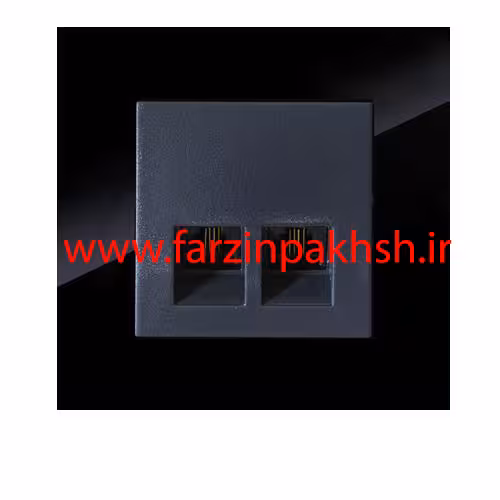 پریز تلفن دوقلو (4خط) توکار دلند مدل آسا پلکسی مشکی