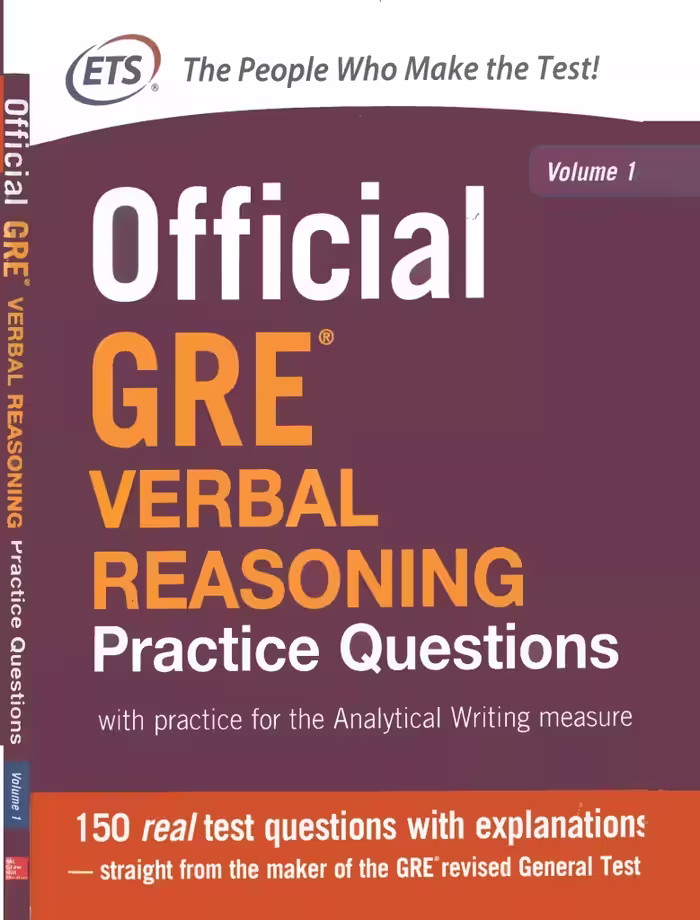 آفیشیال جی آر ای وربال ریسونینگ پرکتیس کوئزشن | کتاب انگلیسی Official GRE Verbal Reasoning Practice Questions