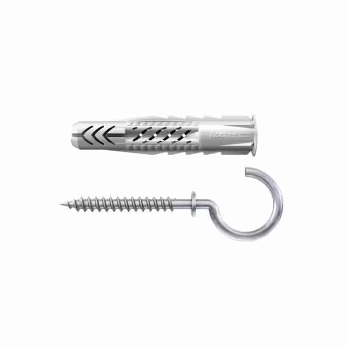 فیشر UX 8×50 | ست رولپلاک قلاب دار 4 عددی | پیچ L شکل | قطر 8 میلی‌متر | طول 50 میلی‌متر | مناسب آویزهای سنگین در بتن و مصالح ساختمانی | محصول اصلی فیشر آلمان