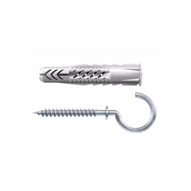 فیشر UX 8×50 | ست رولپلاک قلاب دار 4 عددی | پیچ L شکل | قطر 8 میلی‌متر | طول 50 میلی‌متر | مناسب آویزهای سنگین در بتن و مصالح ساختمانی | محصول اصلی فیشر آلمان