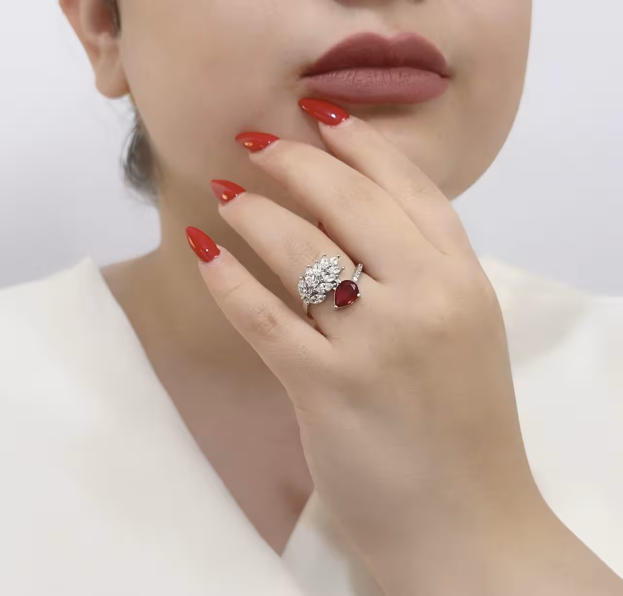 انگشتر یاقوت سرخ جواهری نقره زنانه کد 11165