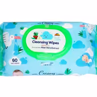 دستمال مرطوب مخصوص کودک ضدحساسیت فاقد صابون و پارابن با رایحه آلوئه ورا برند کانواس 60برگ دارای مجوز سازمان غذا و دارو 