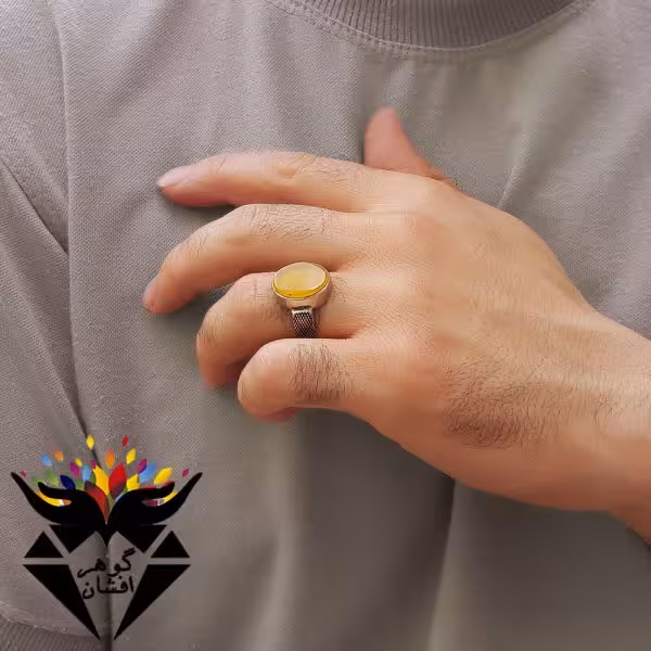 انگشتر عقیق شرف الشمس اصل پشت بسته با حرز امام جواد کد R_2347