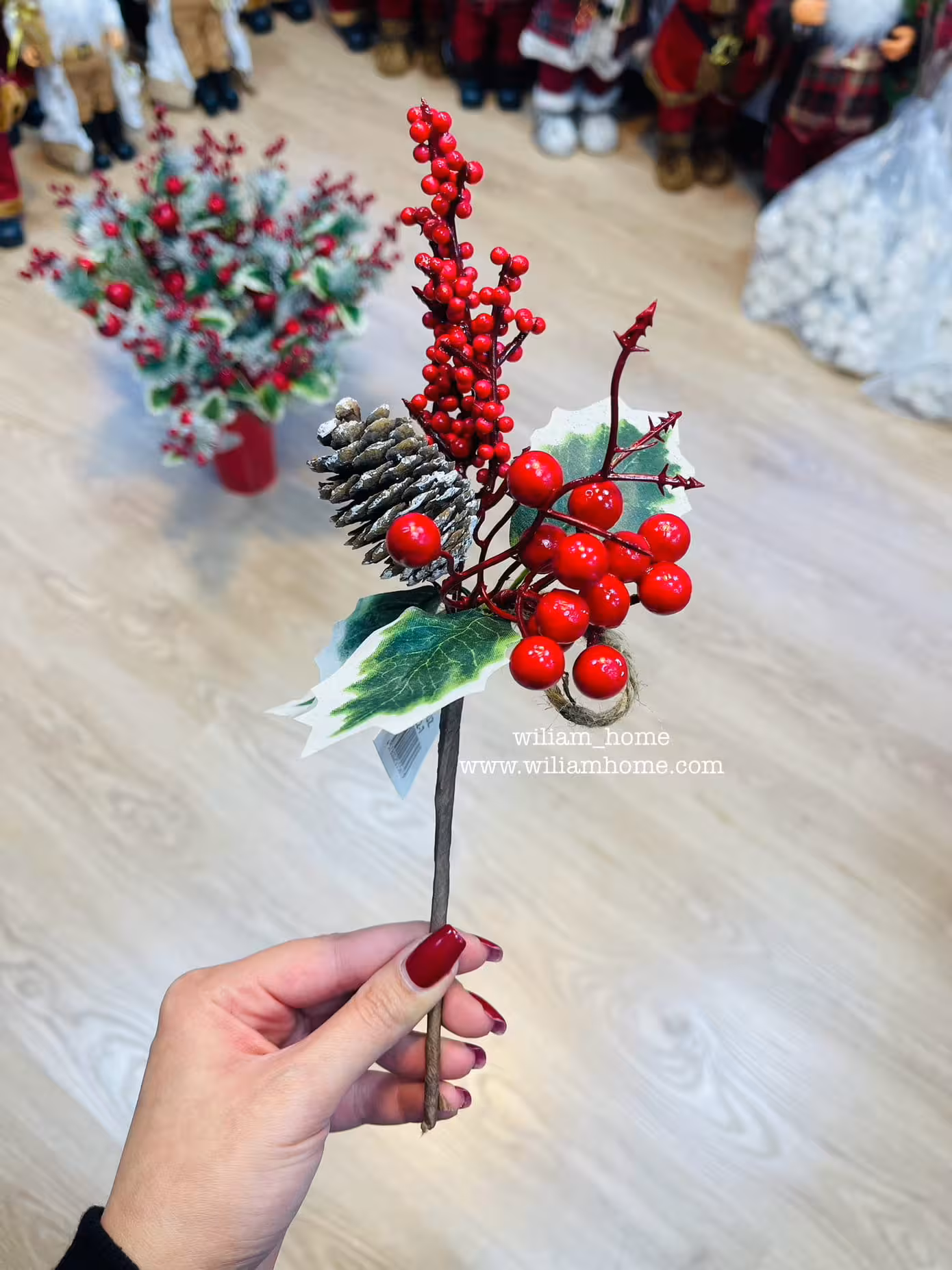 شاخه بری قرمز و کاج کریسمس 35 سانت، 122-7