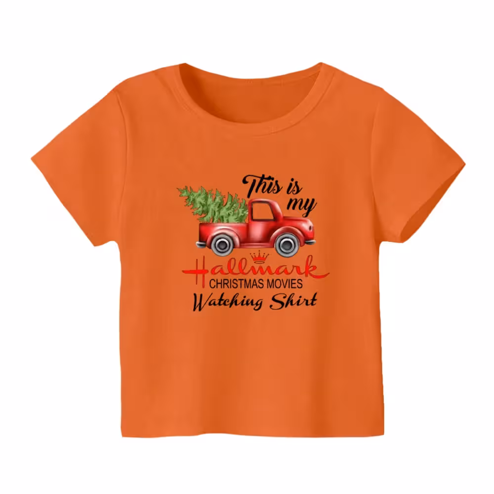 تی شرت آستین کوتاه بچگانه مدل ماشین کریسمس کد 3 رنگ نارنجی