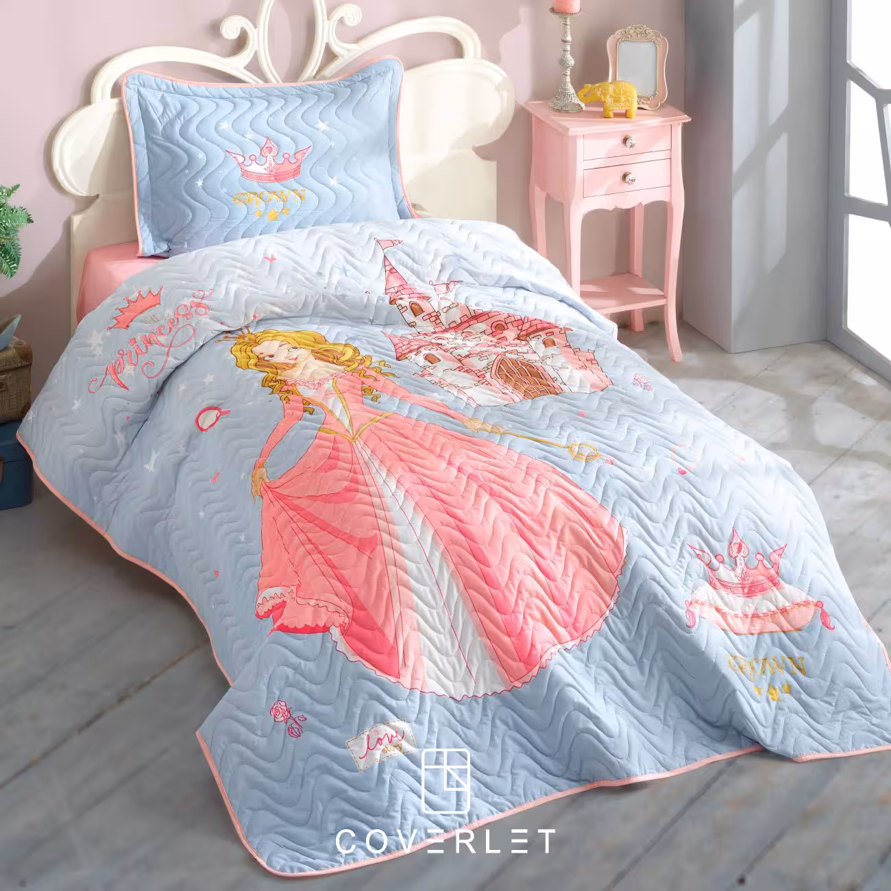 روتختی پنبه دوزی دخترانه طرح تاج مدل Crown