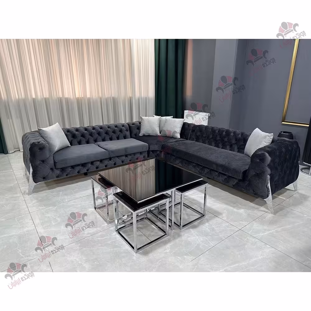 مبل ال چستر پایه استیل اسپرت مدل لیدا