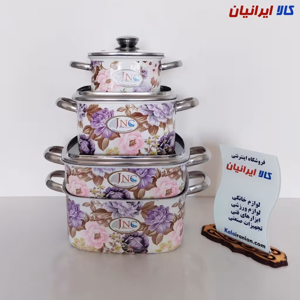 سرویس قابلمه مربعی 7 پارچه گلدار جنوب کد 21