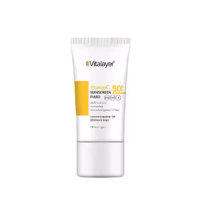 فلوئید ضد آفتاب ویتامین سی SPF50 نچرال بژ 50 میل ویتالیر