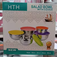 لگن پنج تکه استیل درب رنگی 