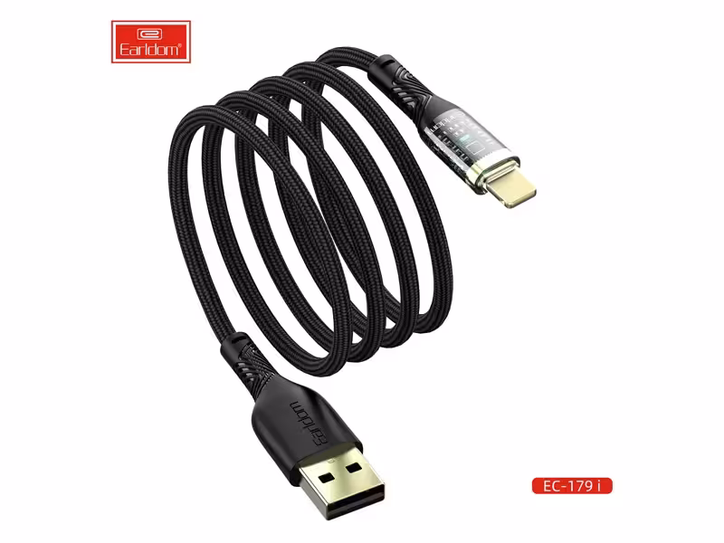 کابل شارژ سریع یو اس بی به لایتنینگ 3.0 آمپر یک متری ارلدام Earldom EC-179i Lightning cable 3.0A 1.0m