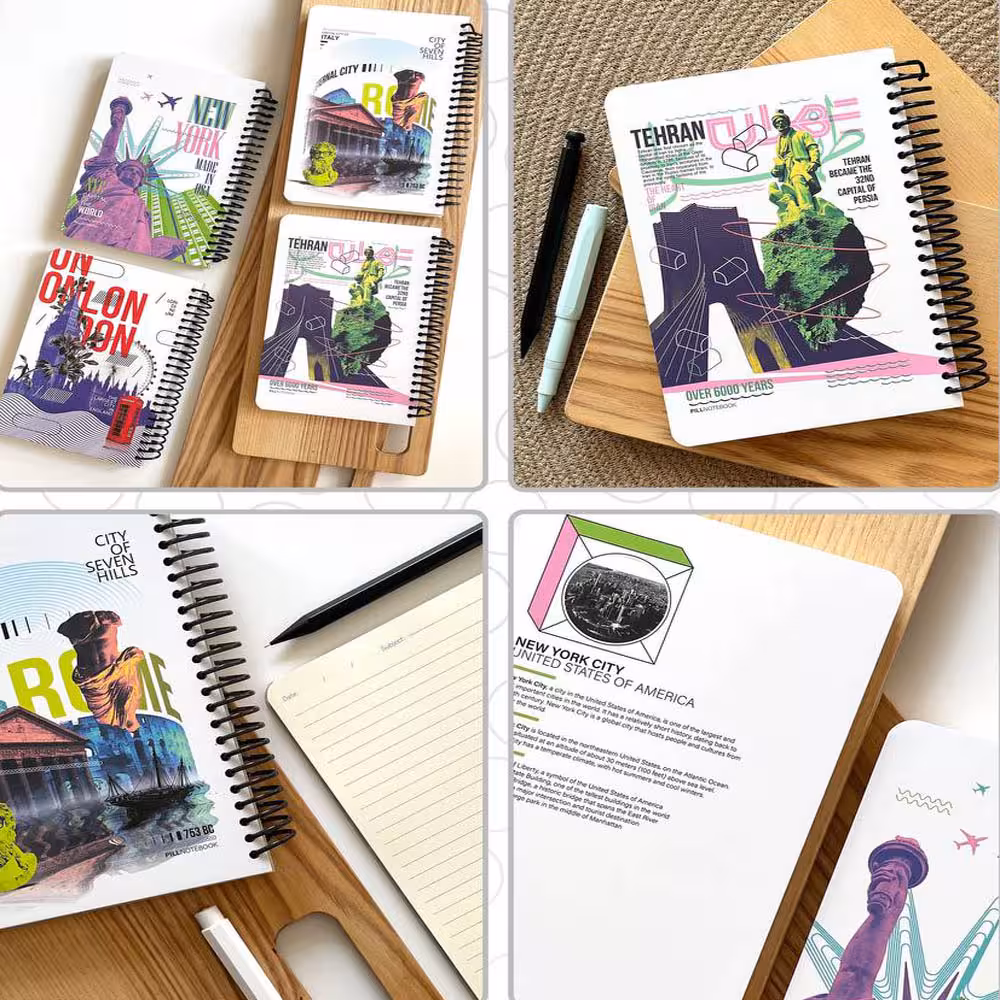 دفتر پیل لجند شهرها جلد سخت سیم دار PILL NOTEBOOK Legend Cities