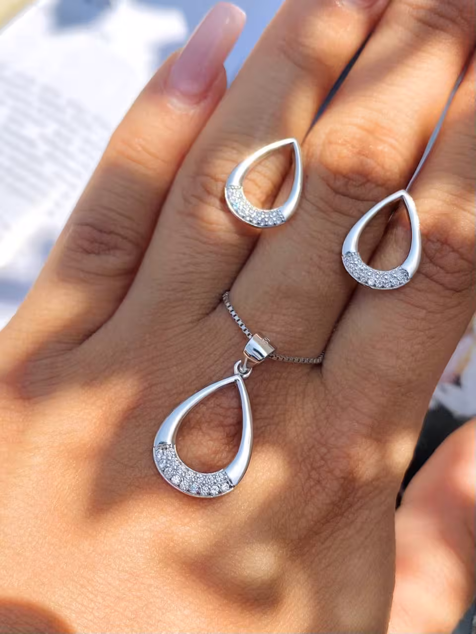 نیمست نقره جواهری کد 00037