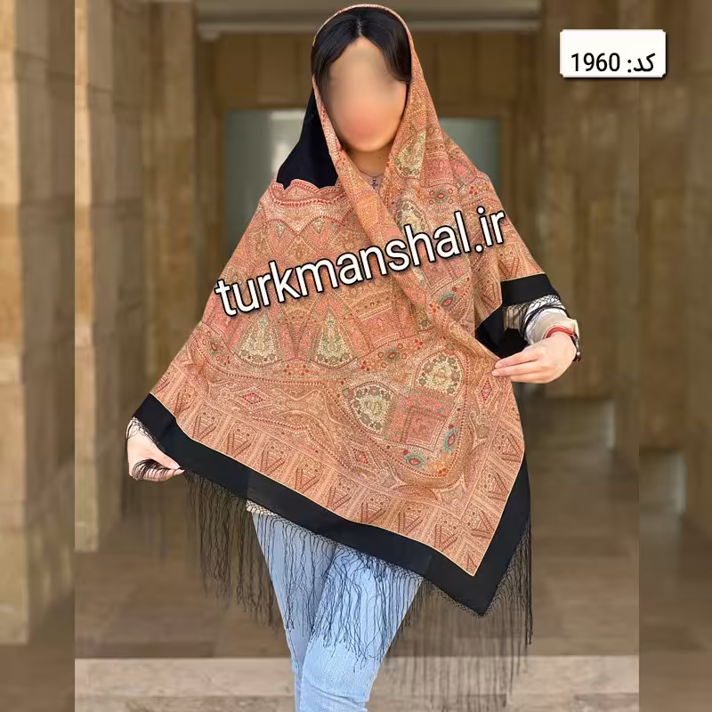 روسری ترکمن ابریشمی (ایتالیایی) کد 1960