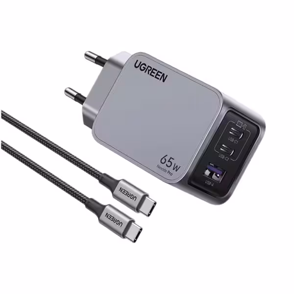 شارژر دیواری 65 وات یوگرین مدل X755 کد 25871 همراه با کابل USB-C - کالاوما