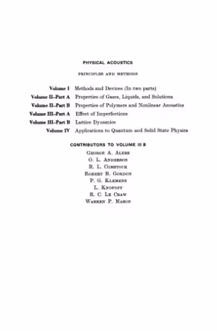 خرید و دانلود نسخه کامل کتاب Physical Acoustics, Vol. III, Part B. Lattice Dynamics. New York. Academic Press, 1965; pp. i-xix; 1-336